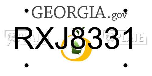 RXJ8331 Georgia License Plate