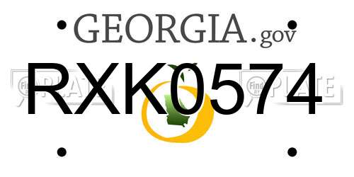 RXK0574 Georgia License Plate