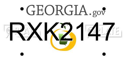 RXK2147 Georgia License Plate