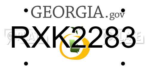 RXK2283 Georgia License Plate