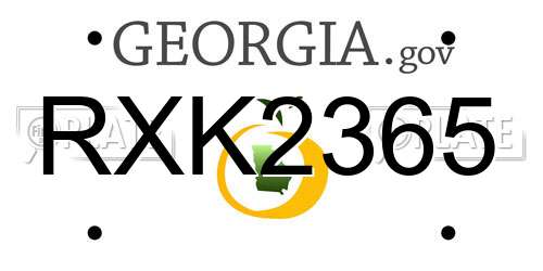RXK2365 Georgia License Plate