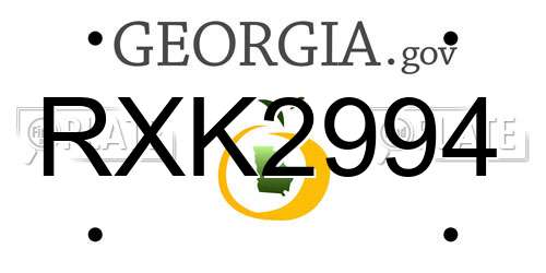 RXK2994 Georgia License Plate