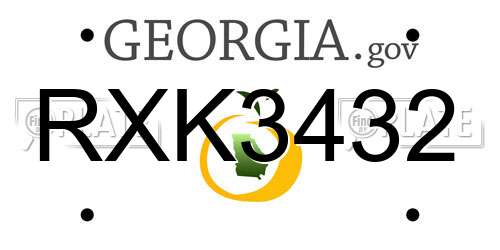 RXK3432 Georgia License Plate