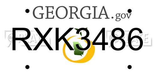 RXK3486 Georgia License Plate