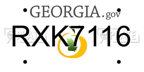 RXK7116 Georgia License Plate