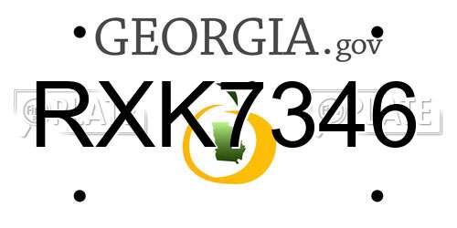 RXK7346 Georgia License Plate