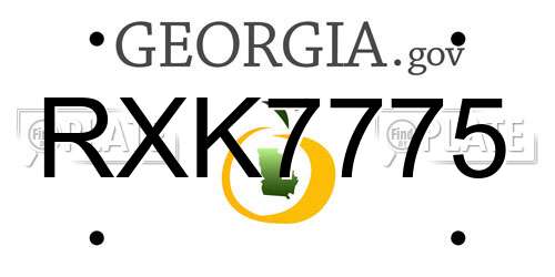 RXK7775 Georgia License Plate