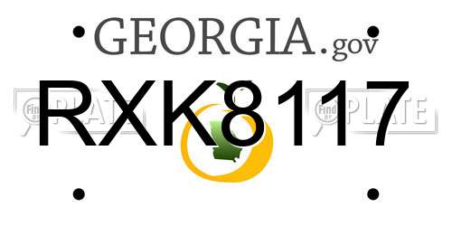 RXK8117 Georgia License Plate