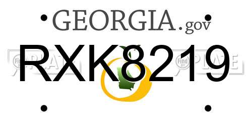 RXK8219 Georgia License Plate