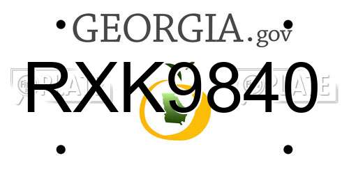 RXK9840 Georgia License Plate