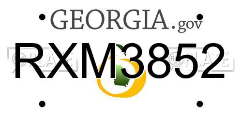 RXM3852 Georgia License Plate