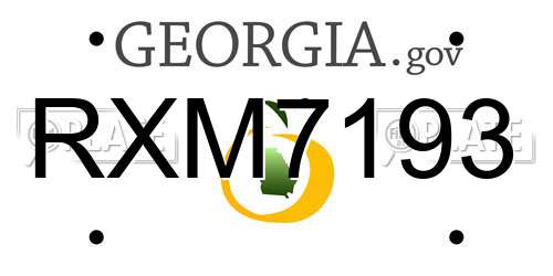 RXM7193 Georgia License Plate