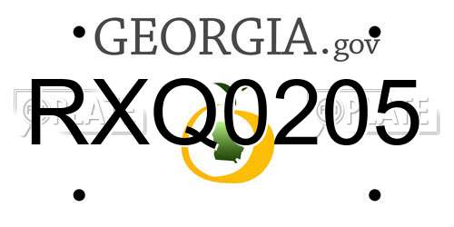 RXQ0205 Georgia License Plate
