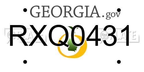 RXQ0431 Georgia License Plate