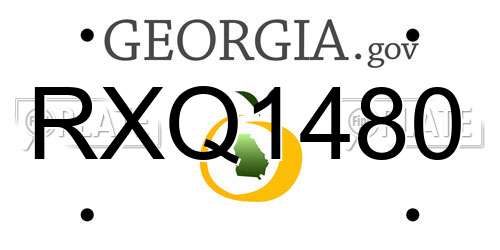 RXQ1480 Georgia License Plate