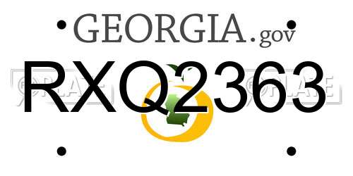 RXQ2363 Georgia License Plate