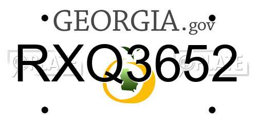 RXQ3652 Georgia License Plate