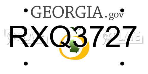 RXQ3727 Georgia License Plate