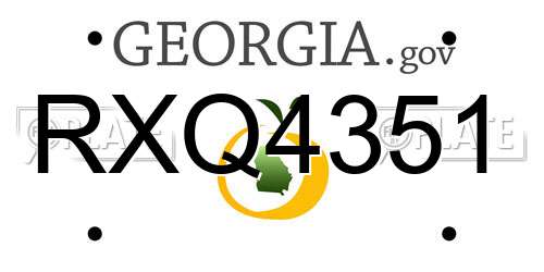 RXQ4351 Georgia License Plate