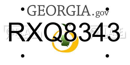 RXQ8343 Georgia License Plate