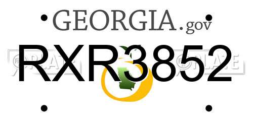 RXR3852 Georgia License Plate