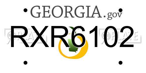 RXR6102 Georgia License Plate