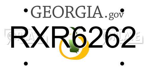 RXR6262 Georgia License Plate