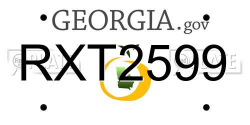 RXT2599 Georgia License Plate