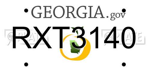 RXT3140 Georgia License Plate
