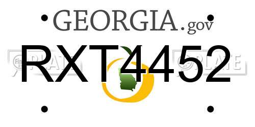 RXT4452 Georgia License Plate