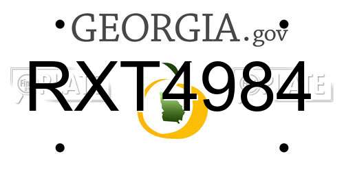 RXT4984 Georgia License Plate
