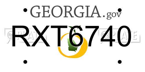 RXT6740 Georgia License Plate
