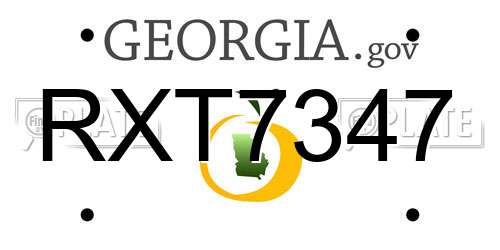RXT7347 Georgia License Plate
