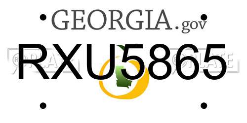 RXU5865 Georgia License Plate