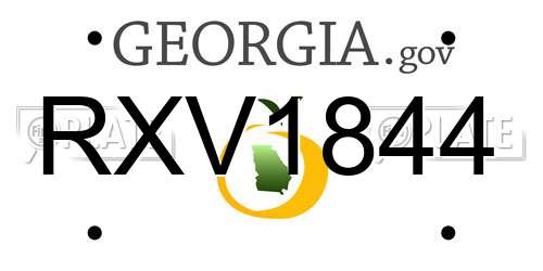 RXV1844 Georgia License Plate