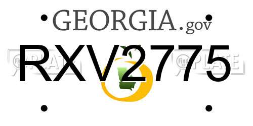 RXV2775 Georgia License Plate