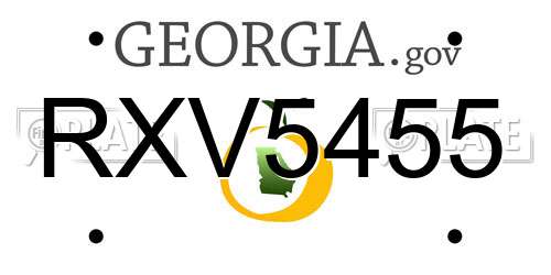 RXV5455 Georgia License Plate