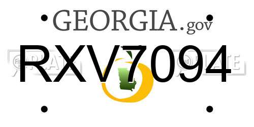 RXV7094 Georgia License Plate