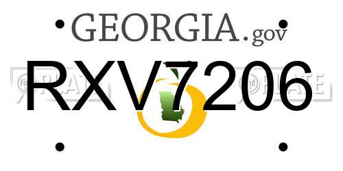 RXV7206 Georgia License Plate