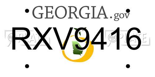 RXV9416 Georgia License Plate