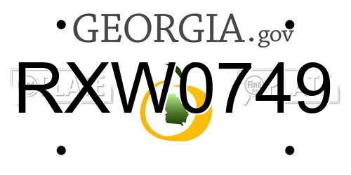 RXW0749 Georgia License Plate