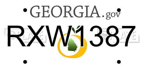 RXW1387 Georgia License Plate