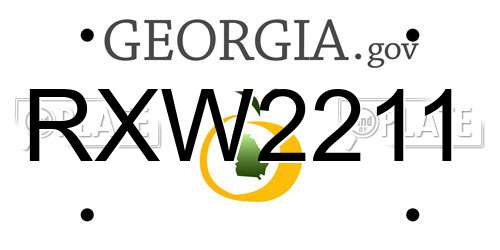 RXW2211 Georgia License Plate