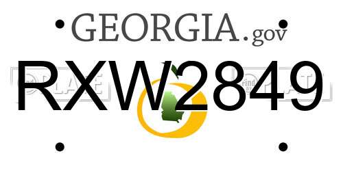 RXW2849 Georgia License Plate