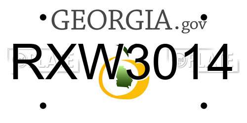 RXW3014 Georgia License Plate