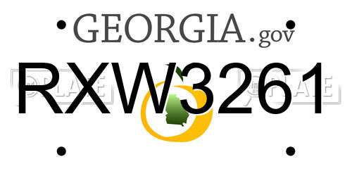 RXW3261 Georgia License Plate