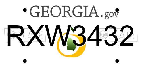 RXW3432 Georgia License Plate