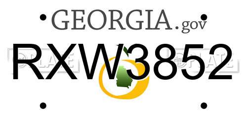 RXW3852 Georgia License Plate