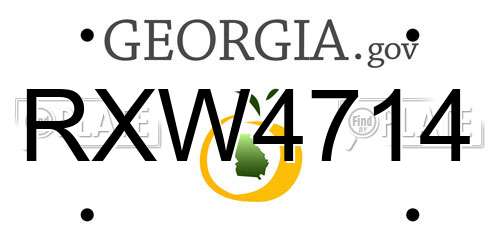 RXW4714 Georgia License Plate
