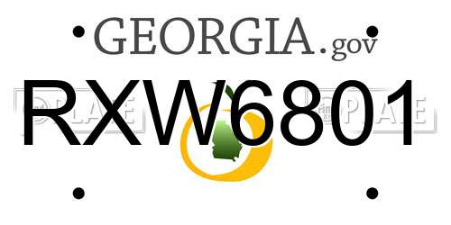 RXW6801 Georgia License Plate